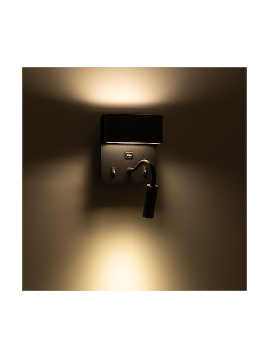 GloboStar Ibis Modern Wall Lamp with Integrated LED and Natural White Light Black Width 10cm