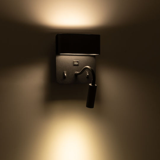 GloboStar Ibis Modern Lamp Wall with Integrated LED and Natural White Light Black 10x18cm