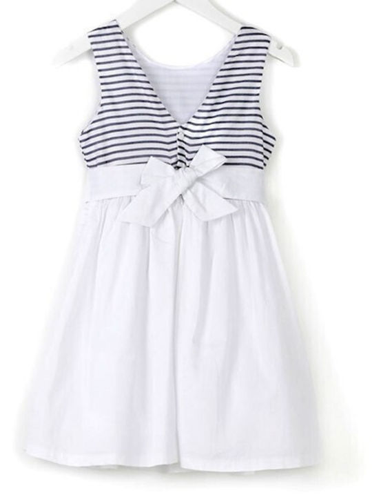 Losan Kids Dress Striped Sleeveless White