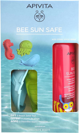 Apivita Bee Sun Safe Waterproof Kids Sunscreen Spray for Face & Body SPF50 200ml with 3 Beach Sand Games