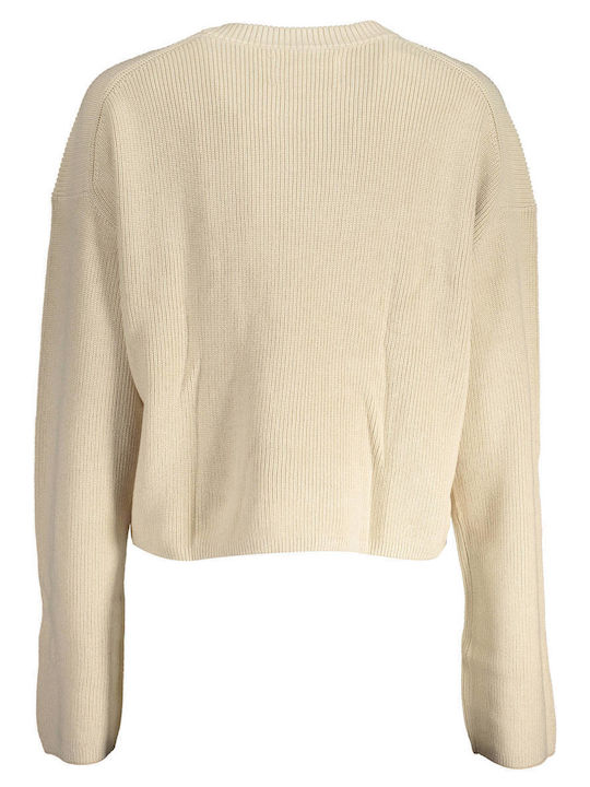 Calvin Klein Damen Langarm Pullover Baumwolle Beige