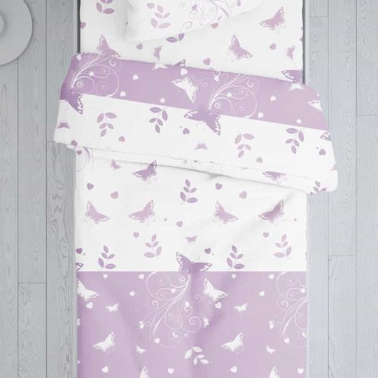Viopros Kids Duvet Set Single with Pillowcase Valeria Lilac 160x240cm Viopros Kids Duvet Set Single with Pillowcase Valeria Lilac 160x240cm