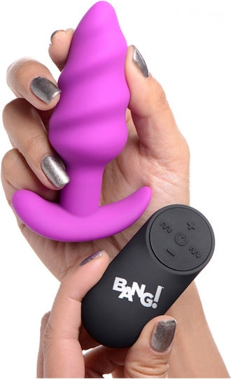 XR Bang 21X Vibrating Silicone Swirl Plug with Remote Anal Vibrator with Wireless Functionality Purple