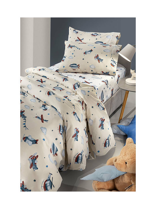 Saint Clair Demo Set Kids Duvet Cover Single with Pillowcase Cotton Beige 165x225cm