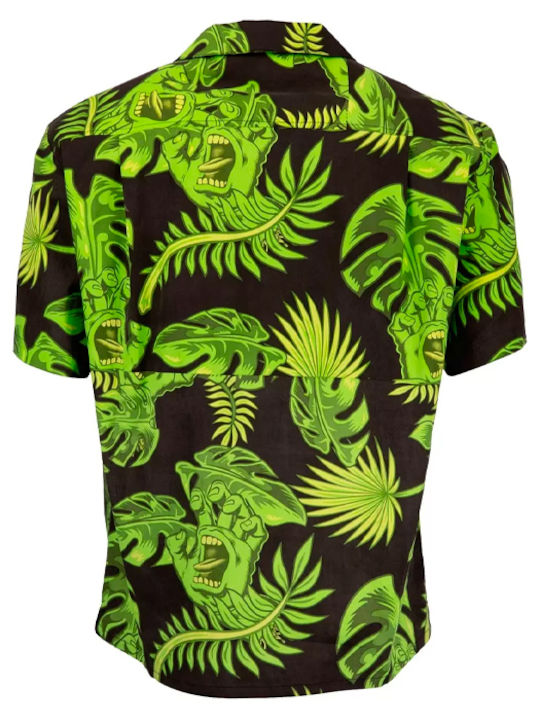 Cabana Short-sleeved Cotton Shirt Floral Black