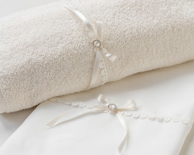 Lina Baby Baptism Towel Set Lollipop Εκρού