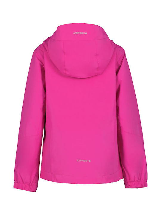 Waterproof Kids' Sports Jacket Short with Hood Fuchsia Kenai