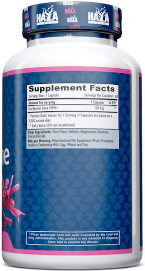 Haya Labs Hordenine 98% 100mg 60 κάψουλες