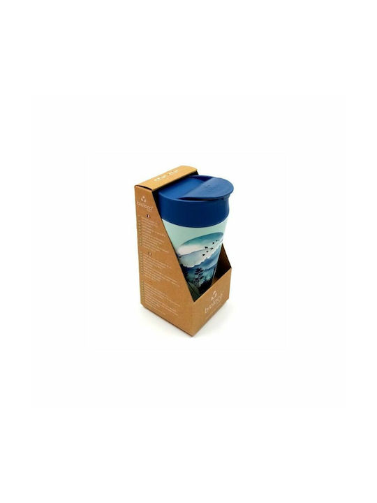 Chic Mic Bioloco Plant Deluxe Air Balloon Κούπα Μπαμπού με Καπάκι Πολύχρωμη 420ml