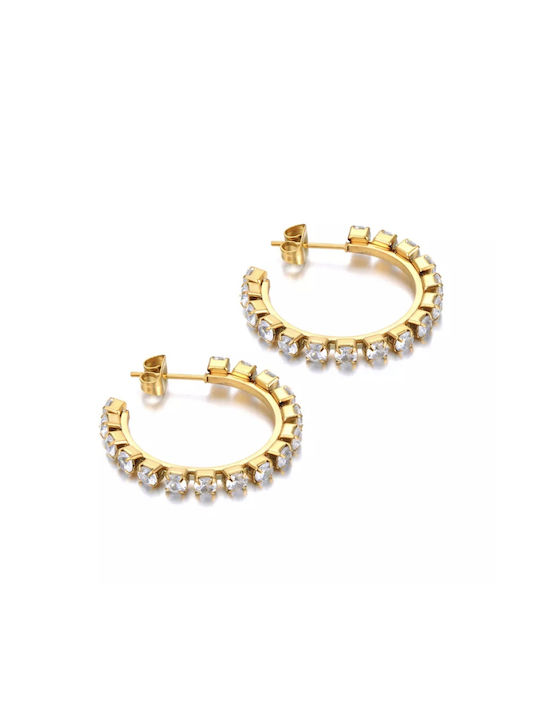 Tennis Hoops Earrings Gold Plated Stainless Steel Earrings