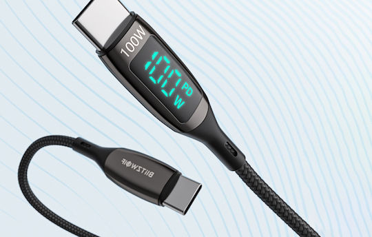 BlitzWolf BW-TC23 Braided / LED USB 2.0 Cable USB-C male - USB-C 100W PD Μαύρο 0.9m