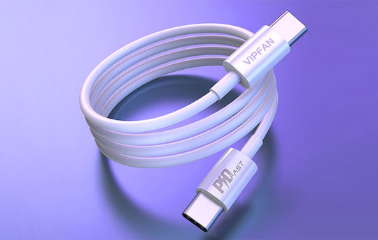 Vipfan Vipfan P02 USB 2.0 Cable USB-C male - USB-C PD Λευκό 1m