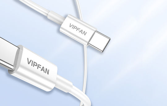 Vipfan Vipfan P02 USB 2.0 Cable USB-C male - USB-C PD Λευκό 1m
