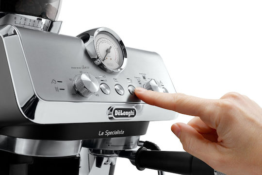 De'Longhi La Specialista Arte Automatic Espresso Machine 1400W 15bar Pressure with Grinding Mill Silver EC9155.MB