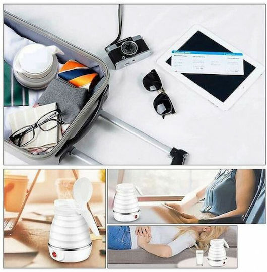 Travel Folding Electric Kettle Kettle Travel Size 600ml 750W White