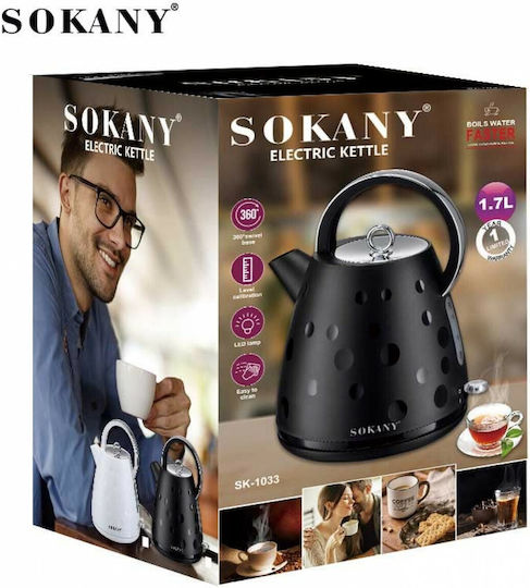 Sokany SK-1033 Електрическа Кана 1.7л 2200W Черна