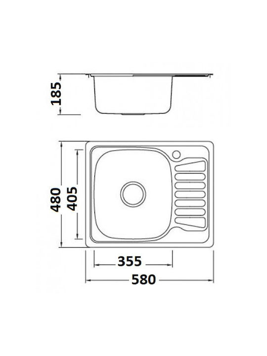 Karag BL 896 Ένθετος Νεροχύτης Inox Σατινέ Μ58xΠ48cm Ασημί