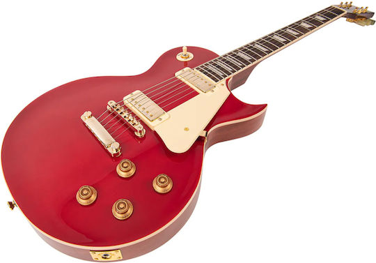 Vintage V100MWR Electric Guitar Single cut with HHS Pickup Configuration Wine Red