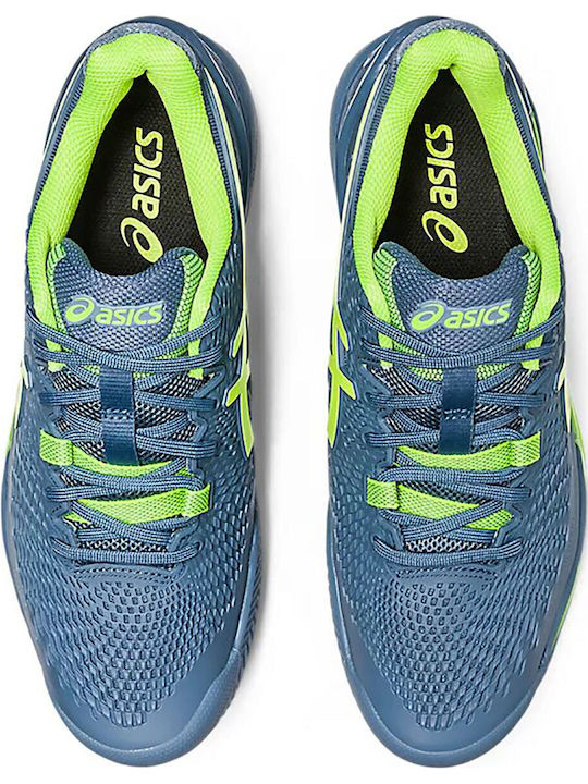 ASICS Gel-Resolution 9 Clay Ανδρικά Παπούτσια Τένις για Χωμάτινα Γήπεδα Steel Blue / Hazard Green