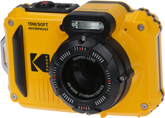 Kodak WPZ2 Compact Φωτογραφική Μηχανή 16MP Full HD (1080p) Οπτικού Ζουμ 4x Κίτρινη