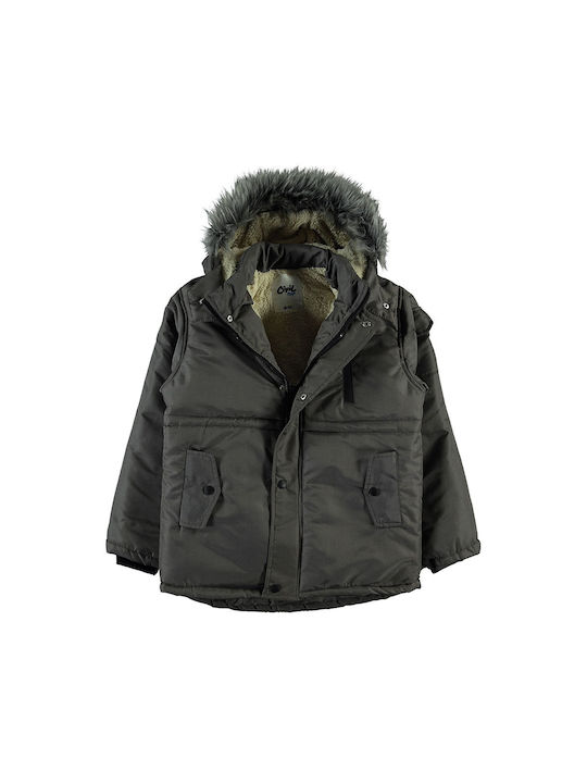 Boys' jacket with hood and grey lining for boys