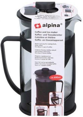 Alpina Alpina Cafetieră cu Filtru Manual Din Plastic Neagră 600ml