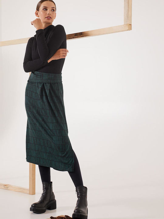 High-waisted Midi Skirt Green