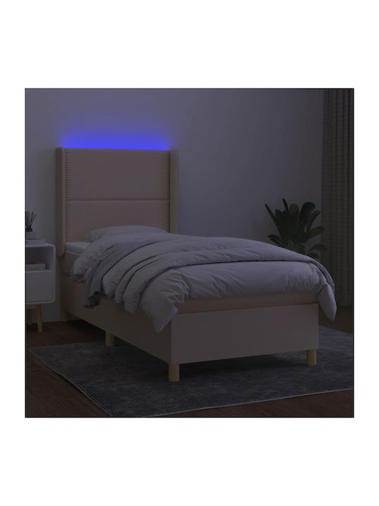 Bett Einzelbett Mit Stoff bezogen Blue mit Latten & Matratze 90x200cm