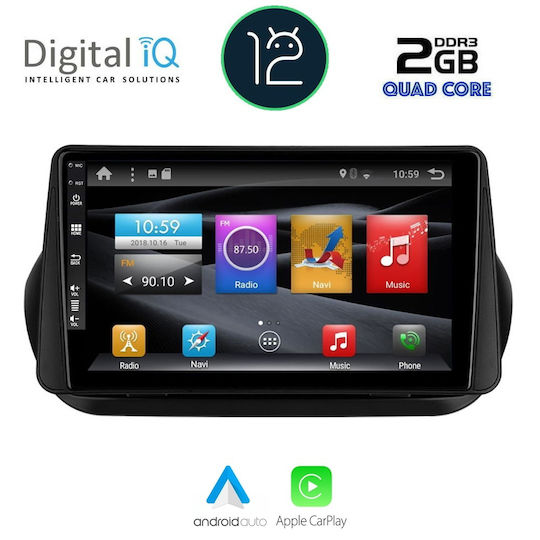 Digital IQ Car Audio System for Peugeot Bipper / Partner Fiat Fiorino / Qubo Citroen Nemo / Berlingo 2008-2018 (Bluetooth/USB/AUX/WiFi/GPS/Apple-Carplay/Android-Auto/CD) with Touch Screen 9"