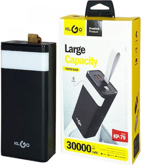 KLGO KP-79 Power Bank 30000mAh με 2 Θύρες USB-A Μαύρο