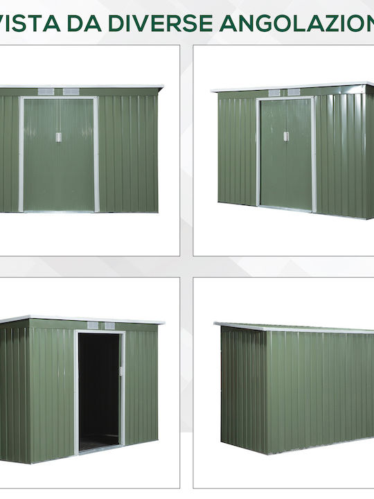 Metallic Garden Shed Light Green with Air Vents L2.8xW1.3xH1.72m