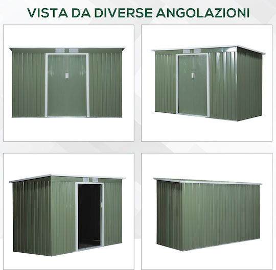 Depozit Metalic De Grădină Verde Deschis Rezistent La Vânt L2.8xl1.3xh1.72m