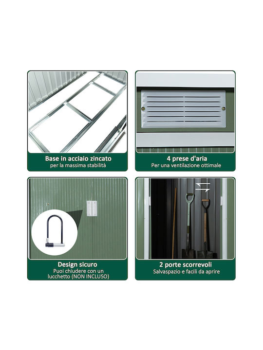 Metallic Garden Shed Light Green with Air Vents L2.8xW1.3xH1.72m