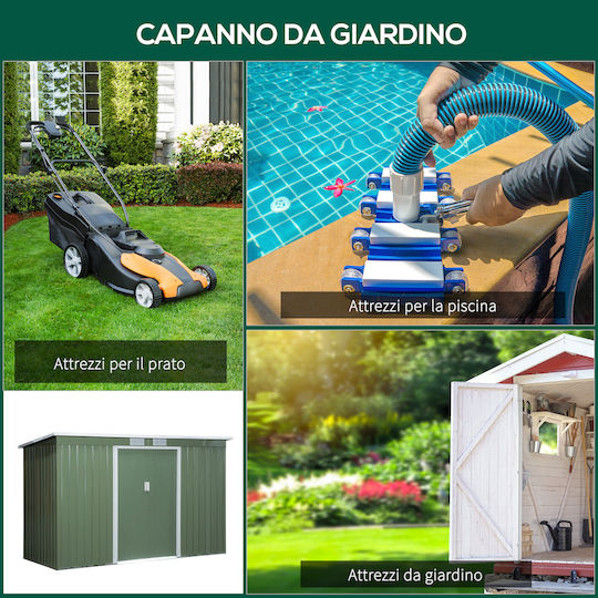 Depozit Metalic De Grădină Verde Deschis Rezistent La Vânt L2.8xl1.3xh1.72m