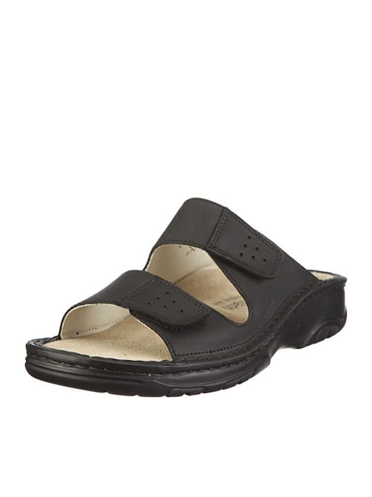 Berkemann Luis Leather Women's Flat Sandals Anatomic in Black Color