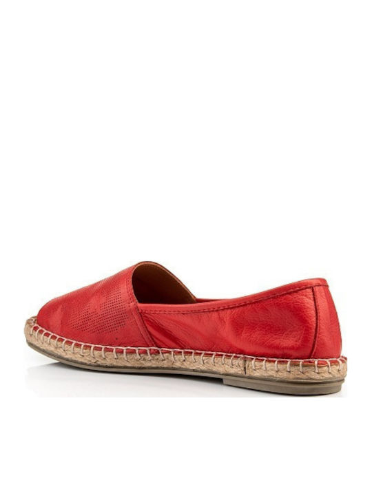 Women's Leather Espadrilles Red 98148 10-002