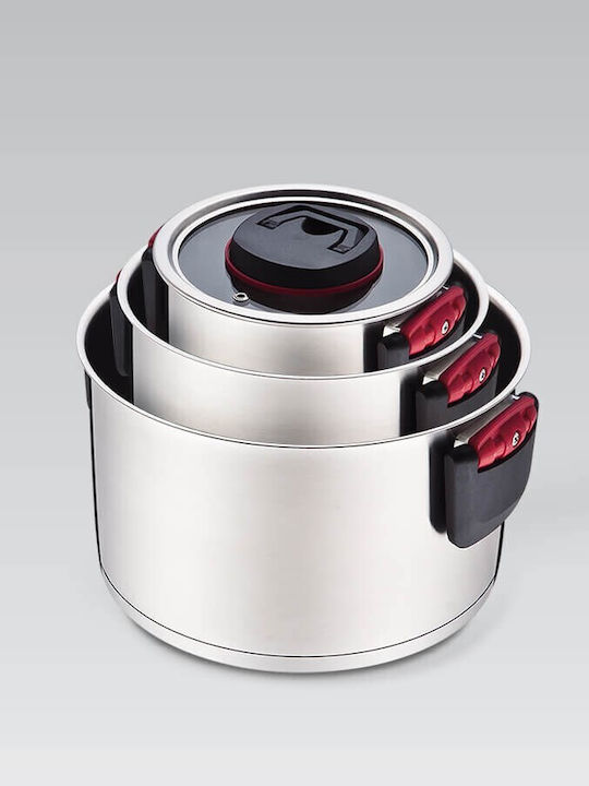 Maestro Pots Set of Stainless Steel with No Coating Silver 6pcs