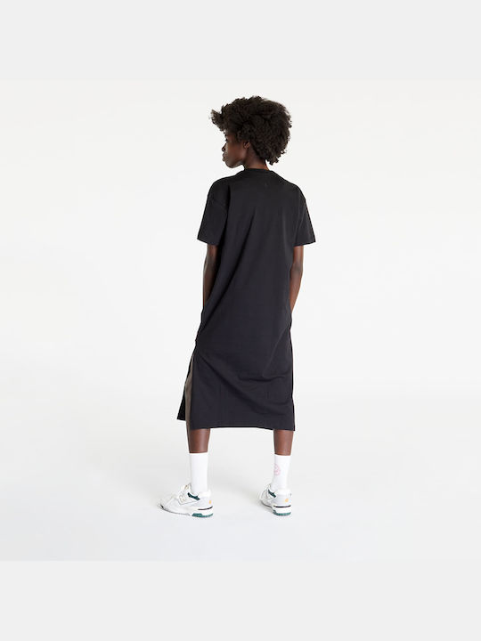 Calvin Klein Institutional Καλοκαιρινό Midi T-shirt Φόρεμα με Σκίσιμο Μαύρο