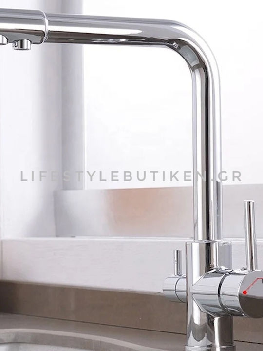 6-GTS Tall Kitchen Faucet Counter Inox Silver