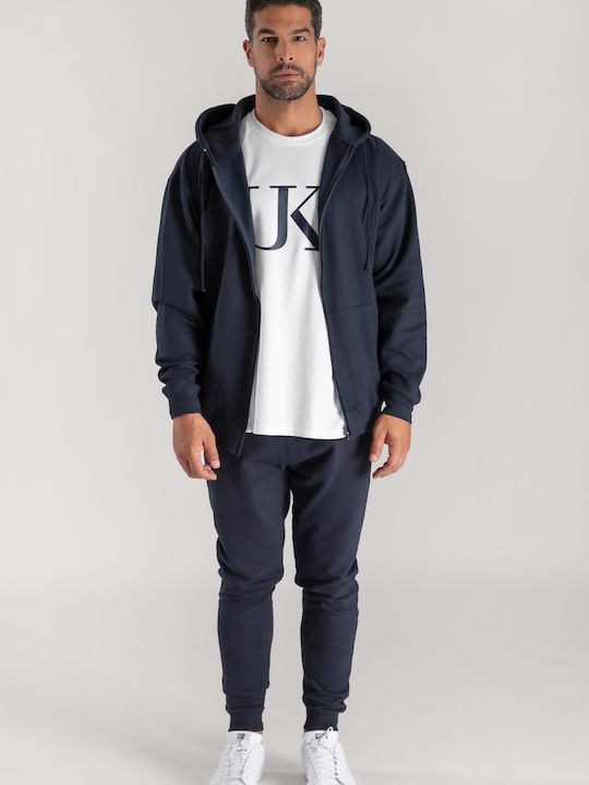 Basic Men's Sweatshirt with Blue Hood