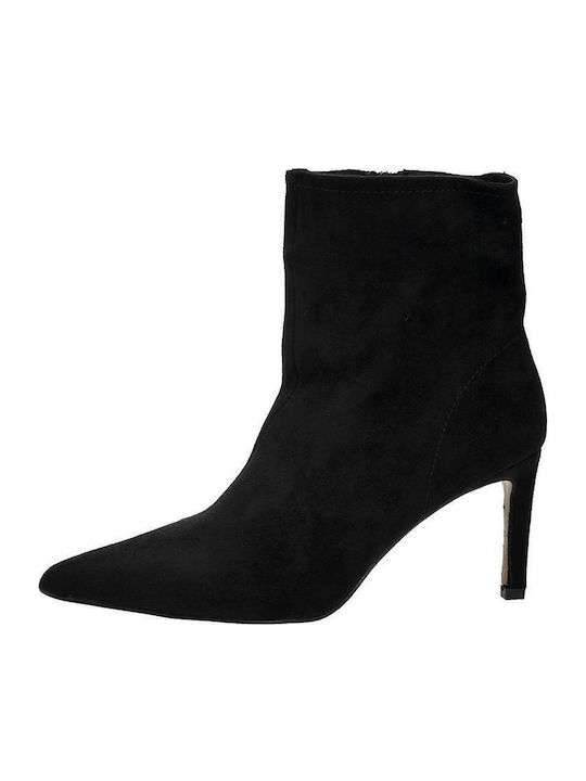 Suede Women's Ankle Boots with Medium Heel Black