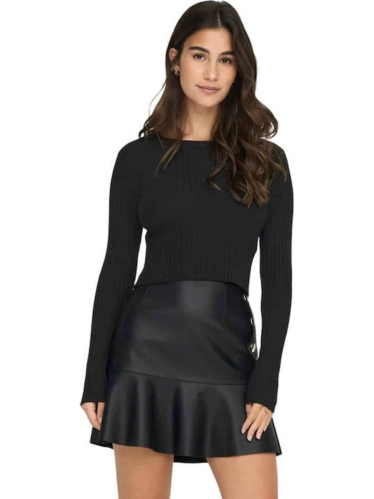 Meddi Women's Crop Top Long Sleeve Black