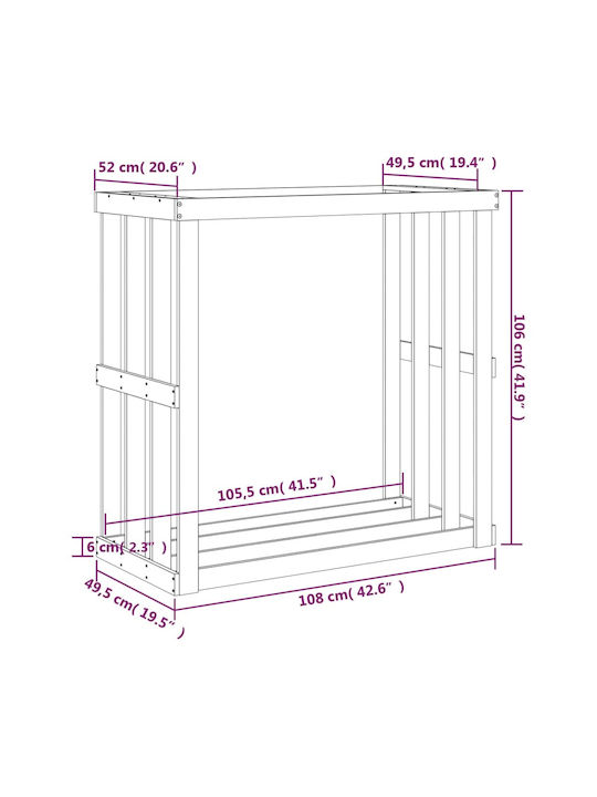 vidaXL Ξύλινο Κουτί Αποθήκευσης Ξύλων 108x52x106cm Λευκό