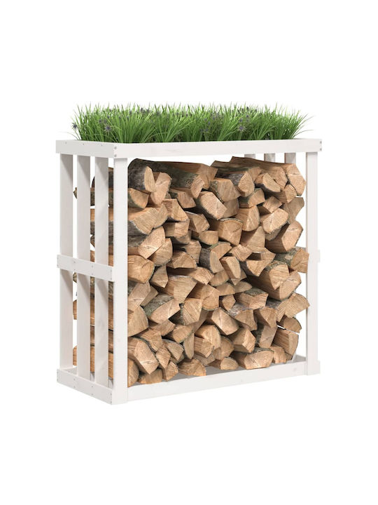 vidaXL Ξύλινο Κουτί Αποθήκευσης Ξύλων 108x52x106cm Λευκό