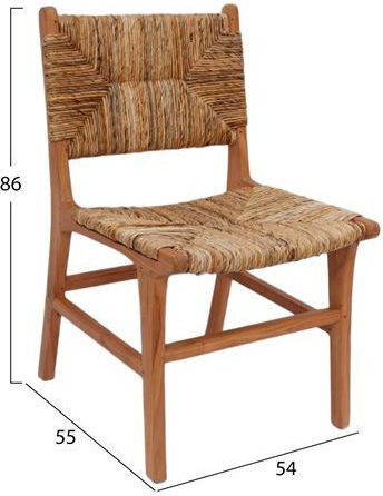 Dining Room Wooden Chair Natural 54x55x86cm