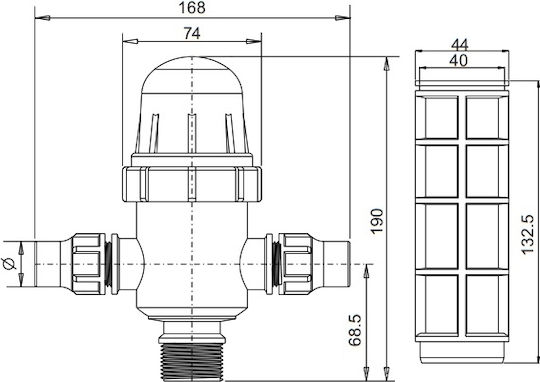 Palaplast 3486/3043 Φίλτρο Γραμμής 25x1"x25 40Mesh
