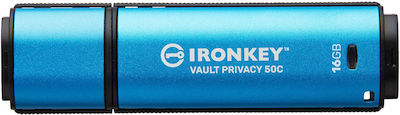 Kingston IronKey Vault Privacy 50 64GB USB 3.2 Stick with connection USB-C Blue