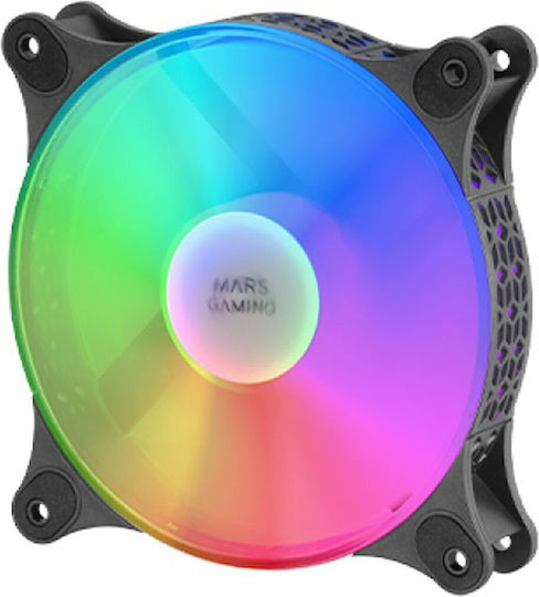 Mars Gaming MFDUO Gehäuselüfter 120mm mit ARGB Beleuchtung und Verbindung 3-polig / 4-Pin PWM 2Stück Schwarz