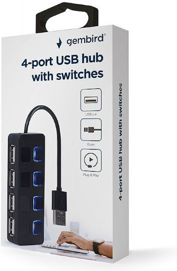 Gembird USB Hub 4 Ports USB 2.0 with USB-A Connection
