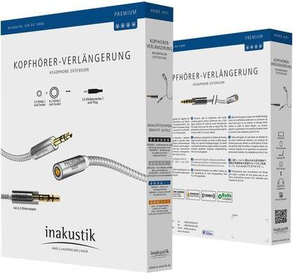 Inakustik Cablu Audio 3,5 mm Male - 3,5 mm Feminin Alb 5m Cu Terminale Placate Cu Aur 00410205